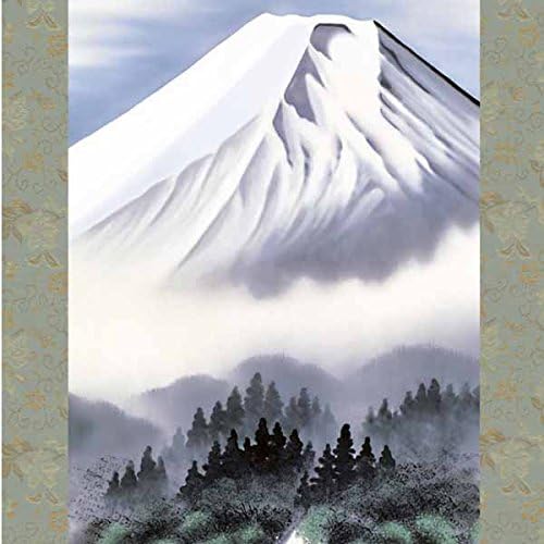 掛軸 (掛け軸) 富士龍瀑 鈴村秀山尺三立 約横44.5×縦164cm b222-